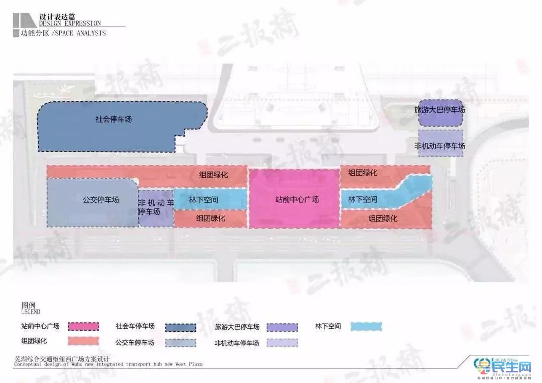 芜湖火车站西广场功能分区图